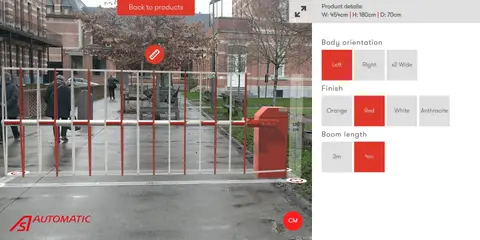Automatic Systems app: example 1 of a vehicle security gate being projected into the real world