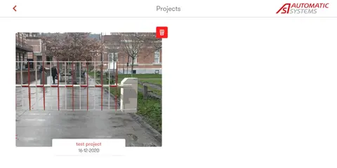 Automatic Systems app: overview of created projects view