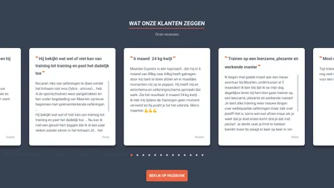 The reviews section of the Fitsolution Personal Training website