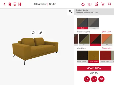Recor Home app: The product configuration view