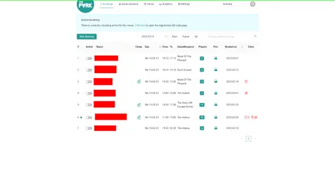 The Park Operational Platform: Overview of the Bookings